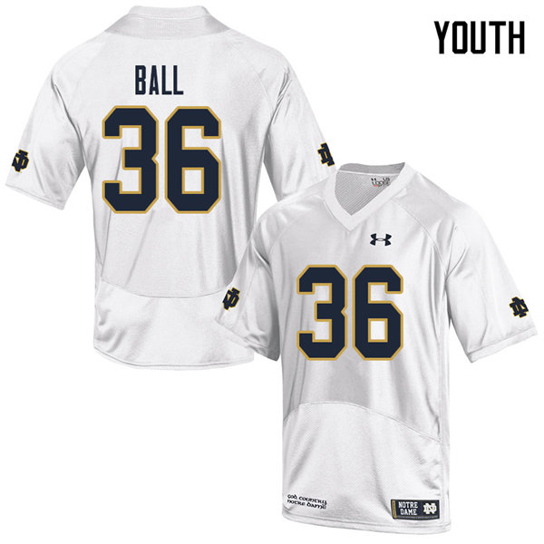 Youth #36 Brian Ball Notre Dame Fighting Irish College Football Jerseys Sale-White - Click Image to Close
